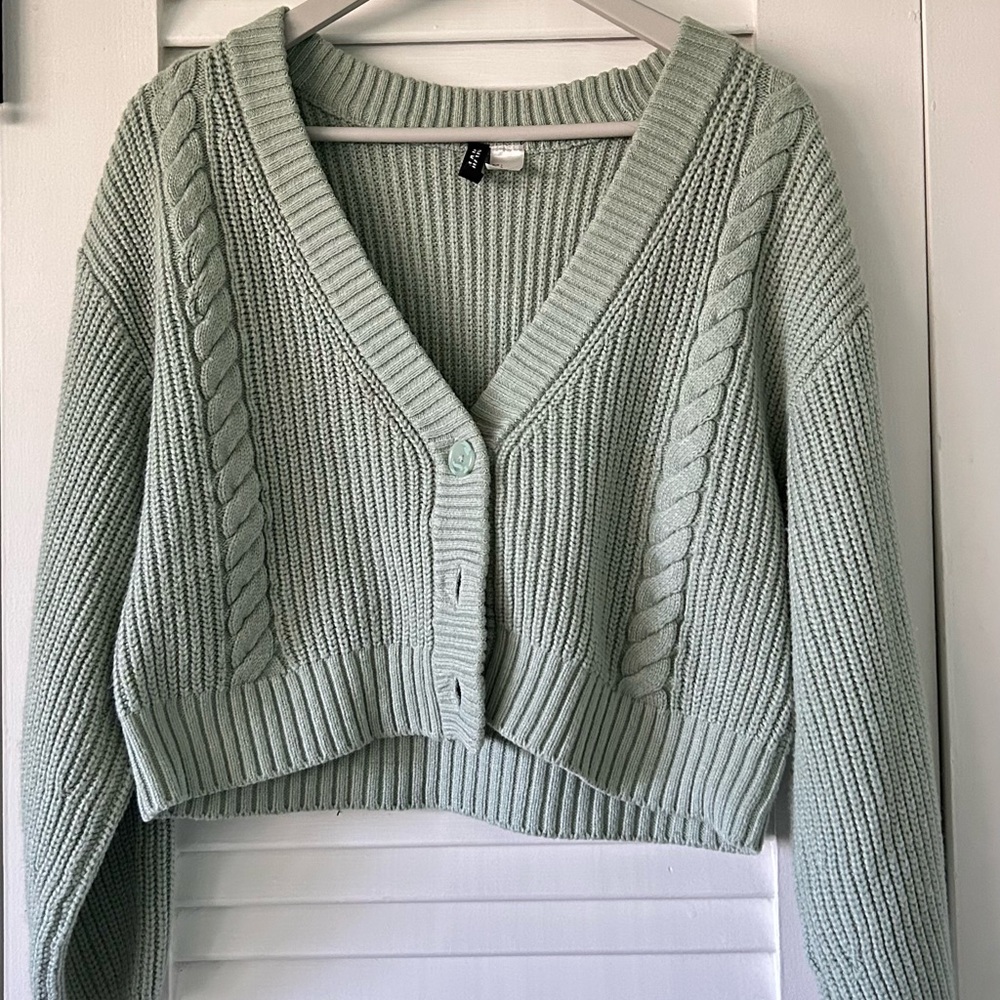 Mint Green Cable Knit Sweater